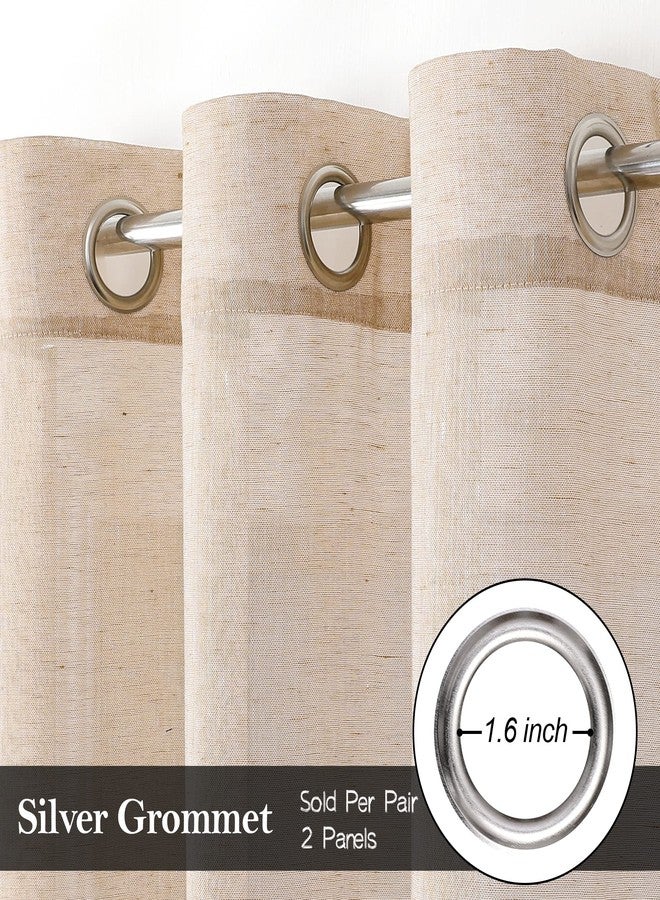 MISS SELECTEX Miss SELETEX Semi-Sheer Curtains Natural Linen Blended Curtains 2 Panels,Privacy Added Premium Soft Rich Cotton Linen Material Drapes for Bedroom/Living Room/Sliding Door, 52x63-Inch-Caramel - Image 3